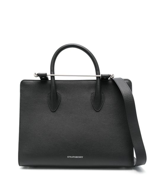 Strathberry Black Midi Tote Bag