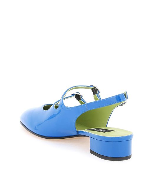CAREL PARIS Patent Leather Pêche Slingback Mary Jane in het Blue