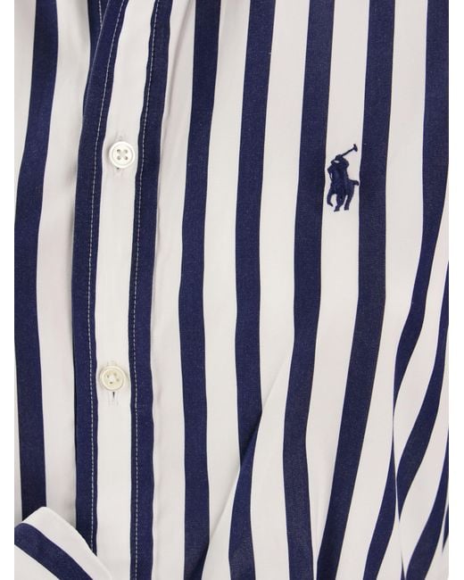 Polo Ralph Lauren White Striped Chemisier With Belt