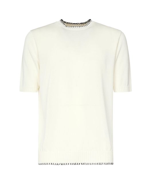 Eleventy Hoogste Wit Gebreide T -shirt in het Natural voor heren