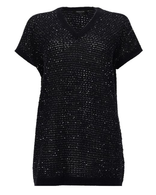 Fabiana Filippi Black Sequin Knit Jumper