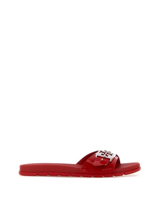 Tory Burch Red Leather Mellow Slippers