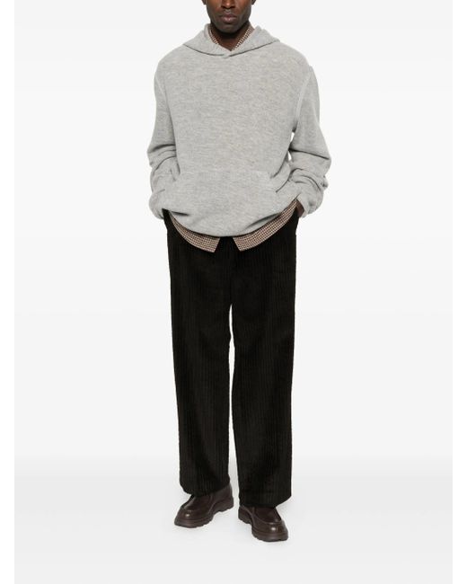 1989 STUDIO Gray Cut Knit Hoodie for men