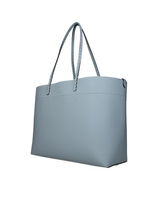 Fendi Blue Shoulder Bag Roll Light/ Leather