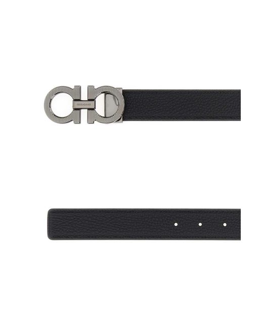 Ferragamo White Salvatore Leather Reversible Belt for men