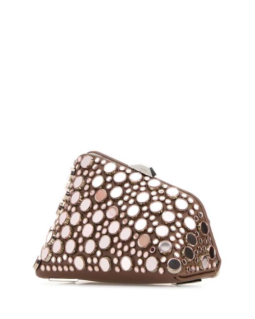 The Attico Pink Embellished Leather Midnight Clutch