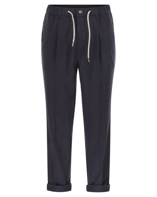 Herno Blue Cashmere And Silk Trousers for men