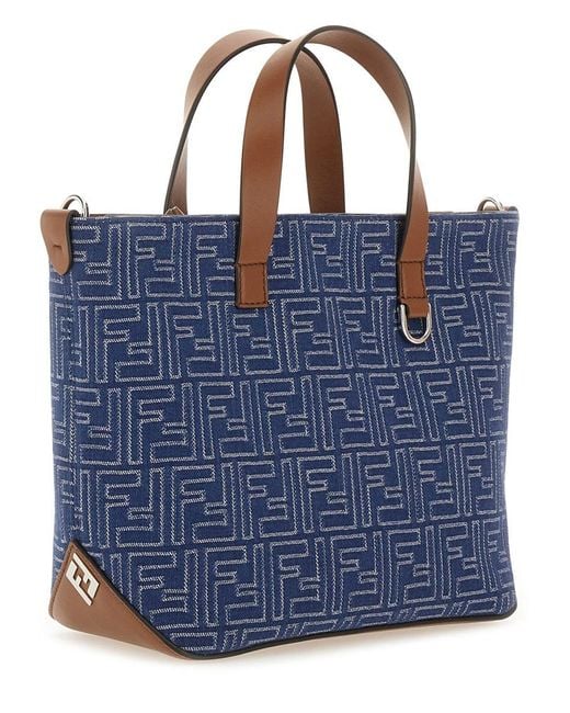 Fendi Blue Small Tote Bora Ff for men
