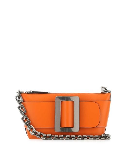 Boyy Orange Leather Buckle Shoulder Bag