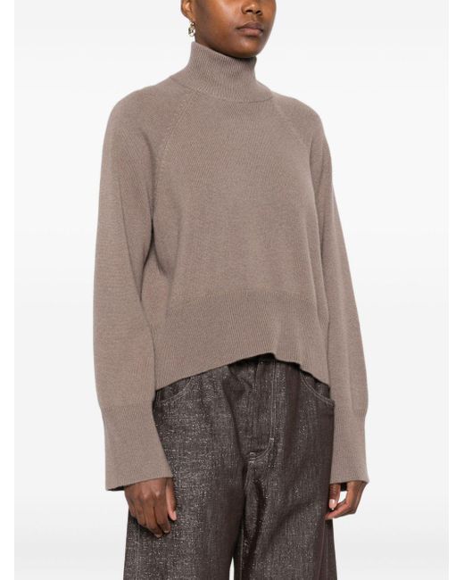 Brunello Cucinelli Brown Wool Turtle-Neck Sweater