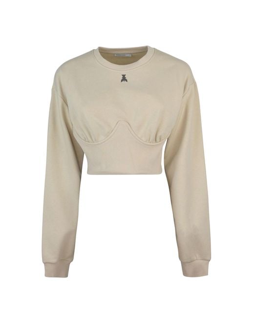 Patrizia Pepe Felpa Crop Con Logo Fly Beige in het Natural