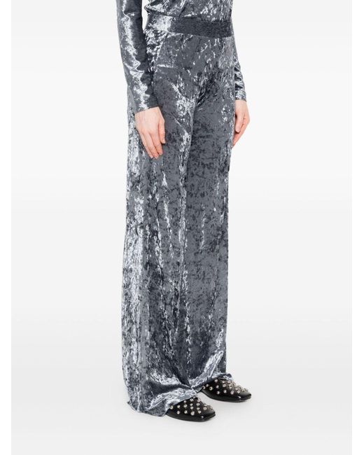 Forte_forte Gray Velvet High-waisted Trousers
