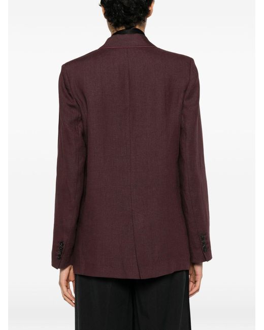 Forte_forte Purple Linen Single-Breasted Jacket