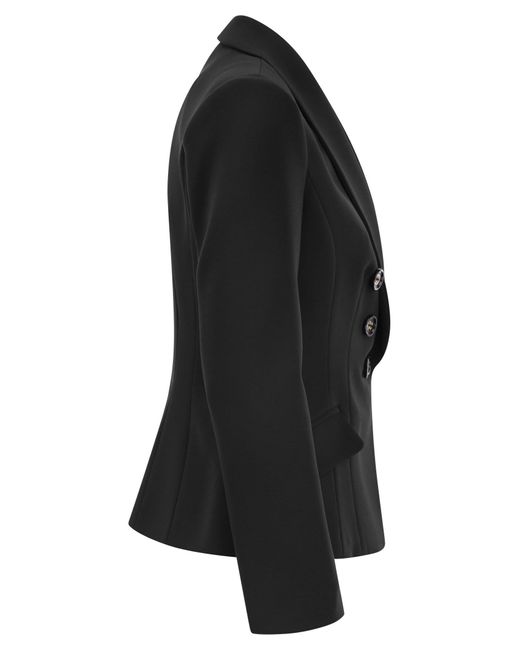 Double Gweted Crepe Veste avec des revers de châles Elisabetta Franchi en coloris Black