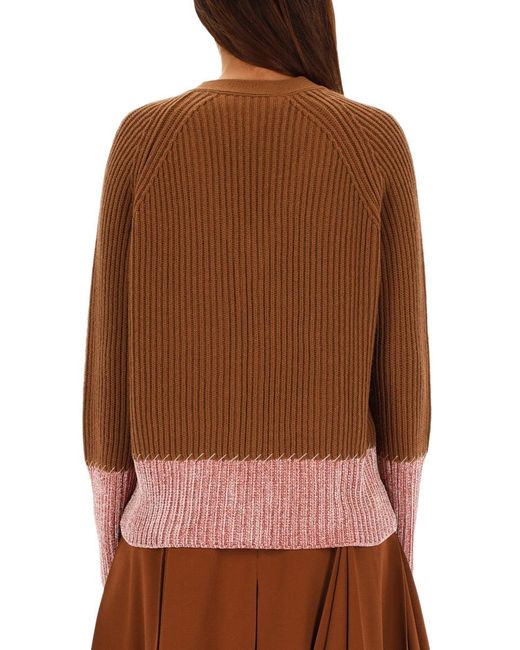 Marni Brown Color Block" Pattern Cardigan