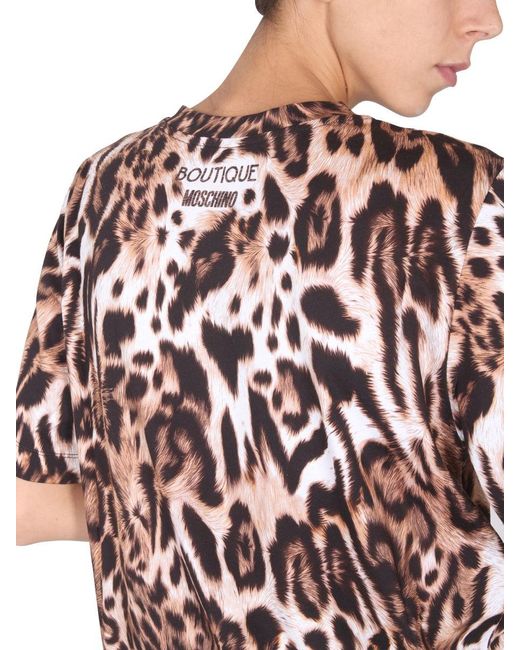 Boutique Moschino Red Animal Print T-Shirt