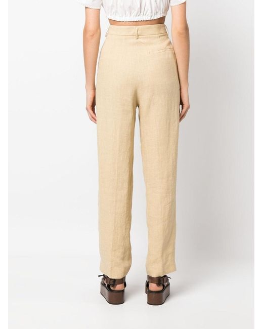 Forte Forte Natural Leinenhose Mit Hohem Bund