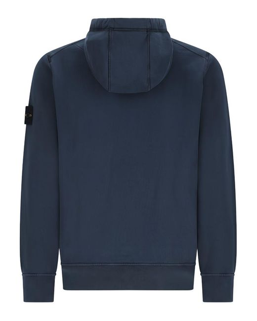 Stone Island Blue Logo Cotton Hoodie for men