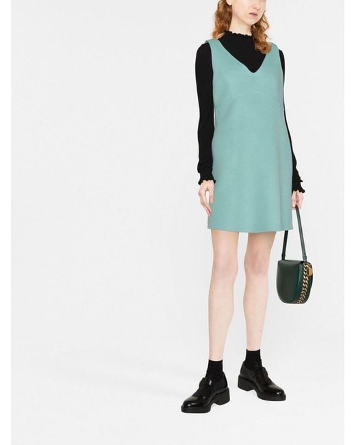 P.A.R.O.S.H. Blue Stud-Detail Wool Mini Dress