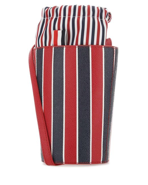 Thom Browne Red Printed Leather Mini Bucket Bag