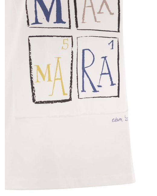 Max Mara White Graphic Design T-Shirt With Crew Neckline