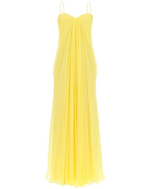 Alexander McQueen Silk Chiffon Bustier -jurk in het Yellow