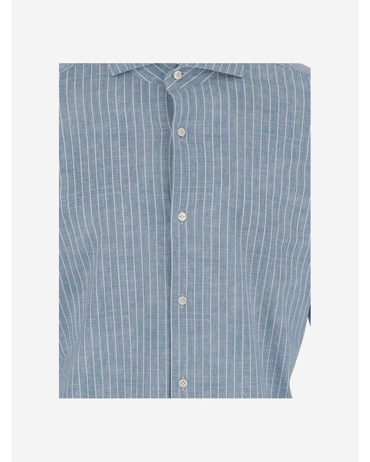 Brian Dales Classic Striped Shirt in het Blue voor heren