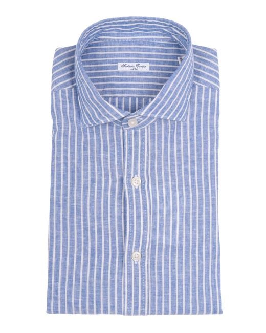 SARTORIA DEL CAMPO-SONRISA Blue Shirt Cotton for men