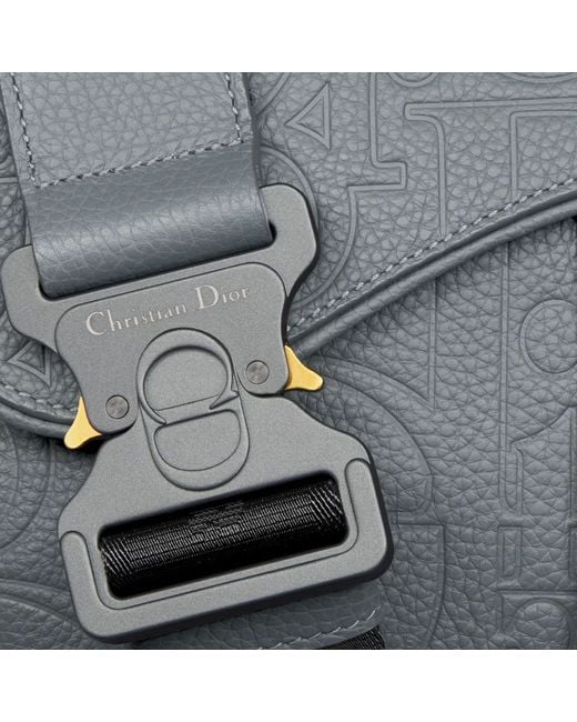 Dior Gray Leather Saddle Bag for men