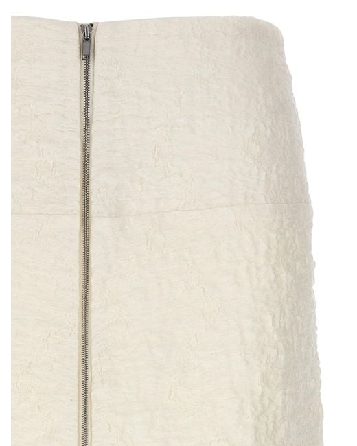 Jil Sander Natural Textured Cotton Skirt With Front Zip Closure