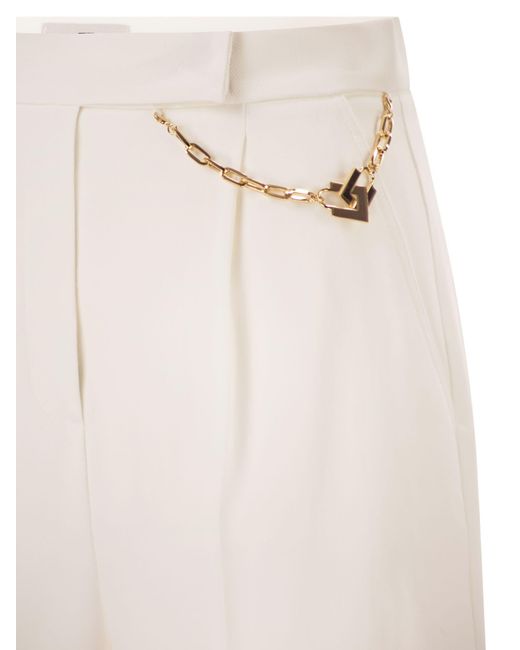 Elisabetta Franchi White Gabardine Shorts With Jewelled Logo