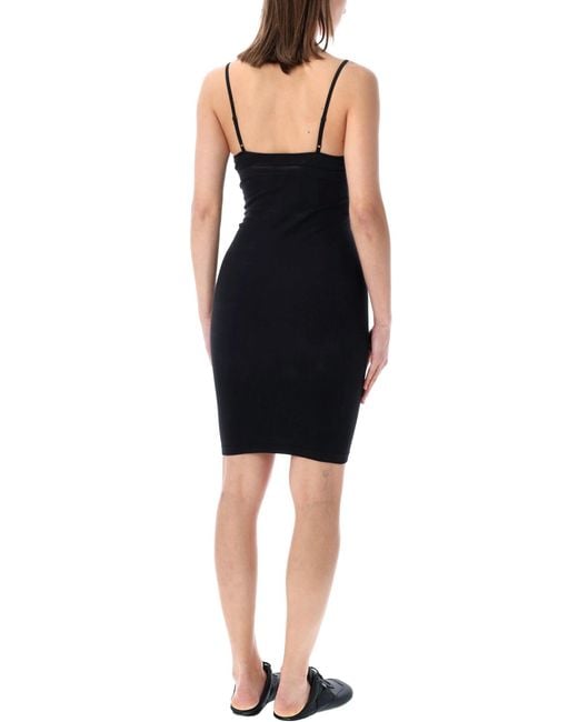 MM6 by Maison Margiela Black Abito Sottoveste Senza Cuciture Di