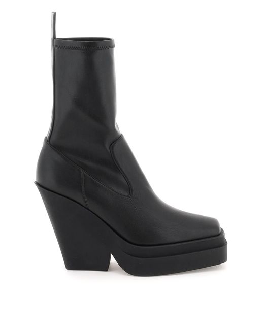 Gia Borghini Leather Cowboy Ankle Boots in Black | Lyst