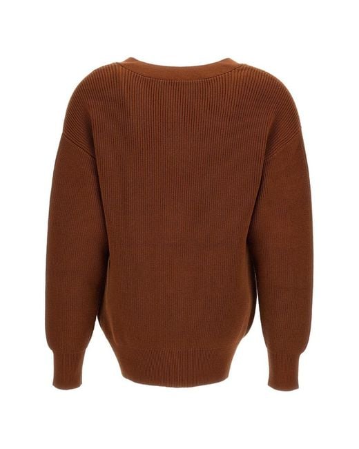 Elisabetta Franchi Brown V-Necked Cardigan