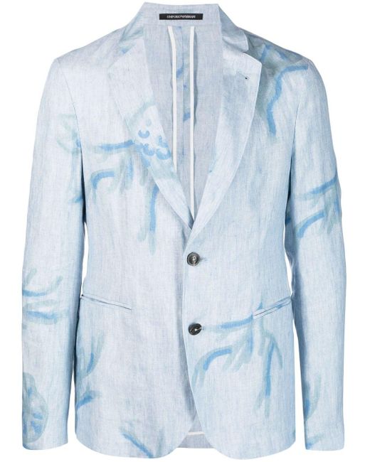 Eclat Jewels Blue Printed Single Breasted Jacket for men