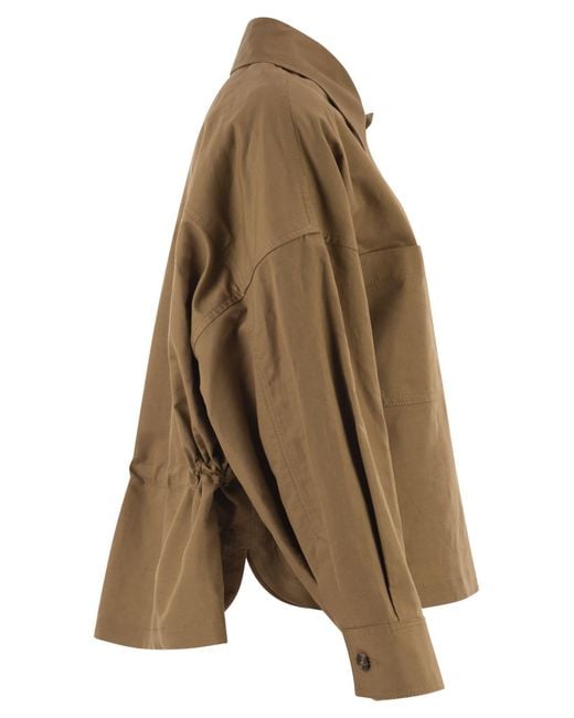 Weekend by Maxmara Brown Wkdvettura – Short Cotton And Linen Jacket With Drawstring