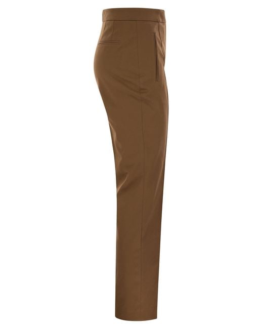PT Torino Brown Frida Cotton And Silk Trousers With Pleat