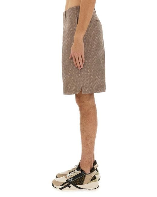 Fendi Natural Jacquard Bermuda Shorts for men