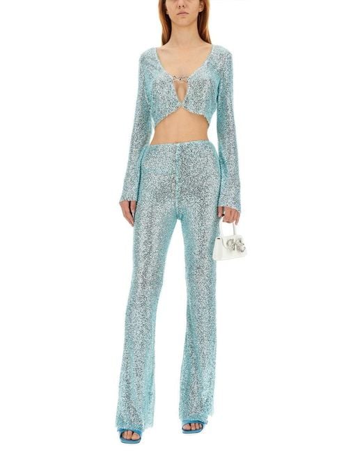 Self-Portrait Blue Beaded Pants