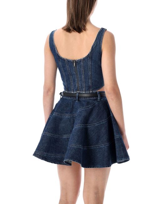 Self-Portrait Blue Denim Corset Top