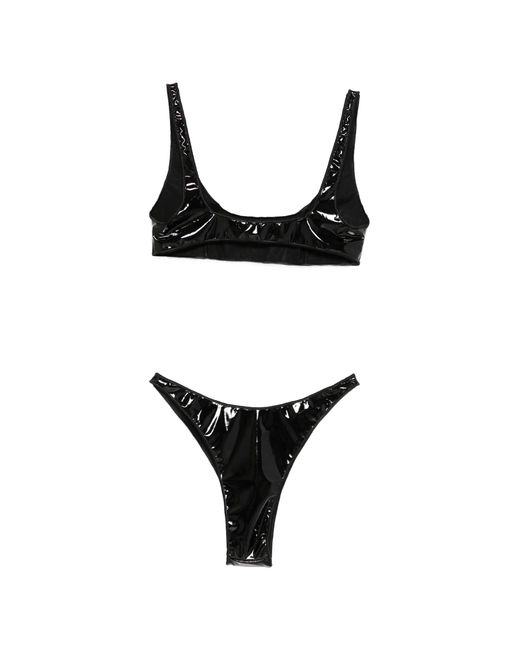 Oseree Black Latex Sporty Two Piece