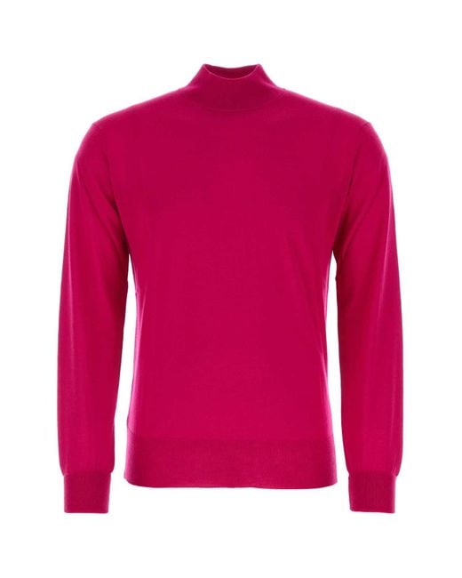 PT Torino Pink Fuchsia Wool Sweater for men
