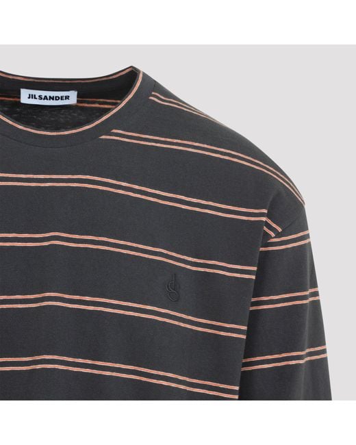 Jil Sander Gray L/S Striped T Shirt