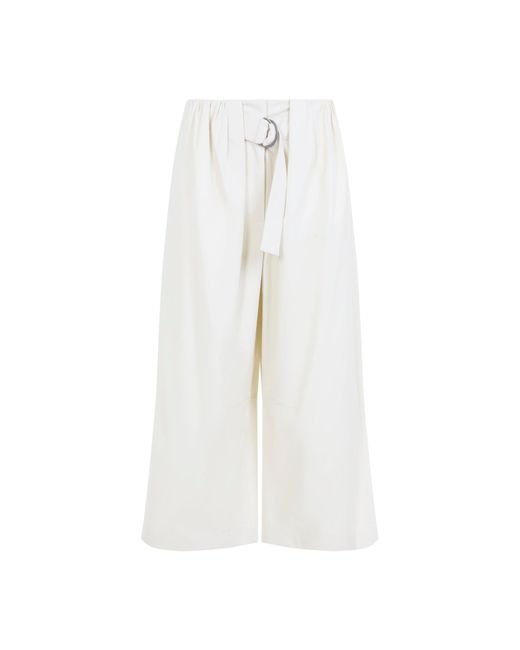 Loewe White Cropped Belted Trousers