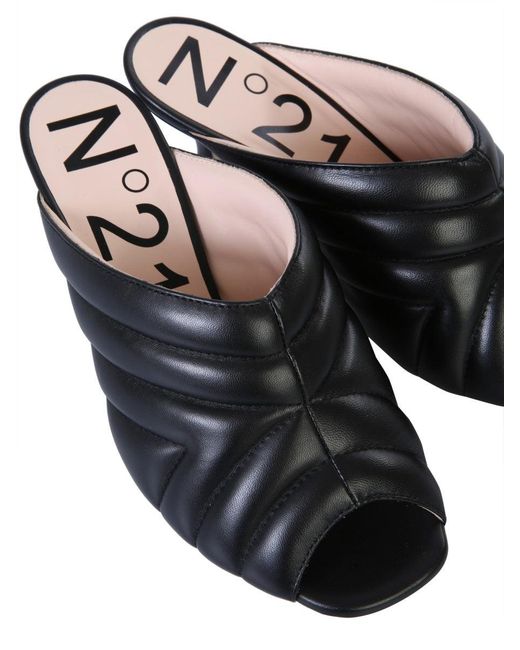 N°21 Black Chevron Pattern Mules for men