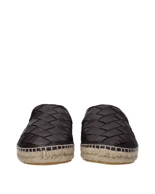Bottega Veneta Black Jack Leather Espadrilles/Dark Chocolate