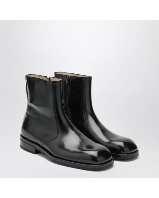 Lemaire Black Leather Ankle Boots for men
