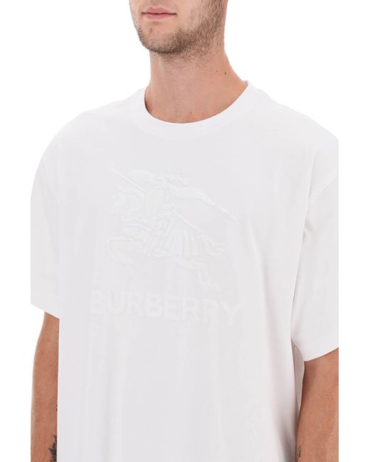 Burberry Ekd Stickerei 'Raynerton' übergroßes T -Shirt in White für Herren