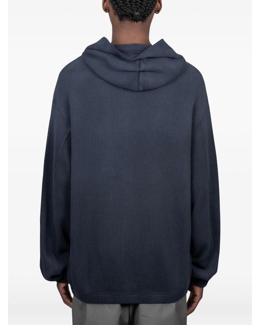 Roa Blue Bee Sun Faded Organic Waffle Zip Up Hoodie