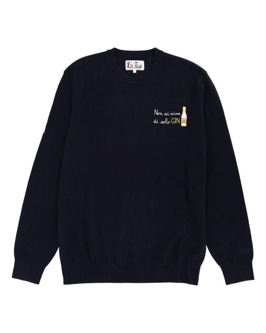 Mc2 Saint Barth Blue Sweater With Embroidery for men